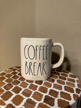 Rae Dunn Coffee Break White Ceramic Mug